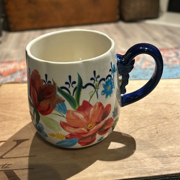 Pioneer Woman Spring Bouquet Red Cobalt Blue Floral Stoneware Big Mug 19oz EUC - Picture 1 of 4